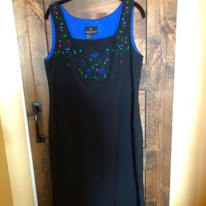 Embroidered sheath dress by Carole Little